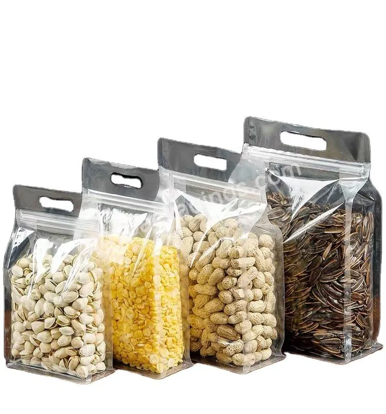 Custom Plastic Zipper Flat Bottom Pouch Food Nuts Storage Pouches Clear Ziplock Self Sealing Packaging Bag - Buy Plastic Pouches With Handle,Zip Lock Plastic Clear Bag,Frosted Plastic Zip Lock Bag.