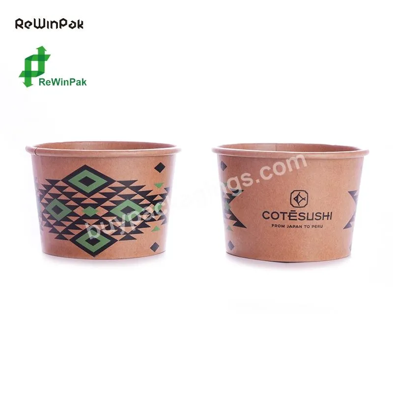 Custom Popular Disposable Paper Soup Bowl 8oz 250ml Brown Kraft Paper Bowl With Lid And Custom Printing