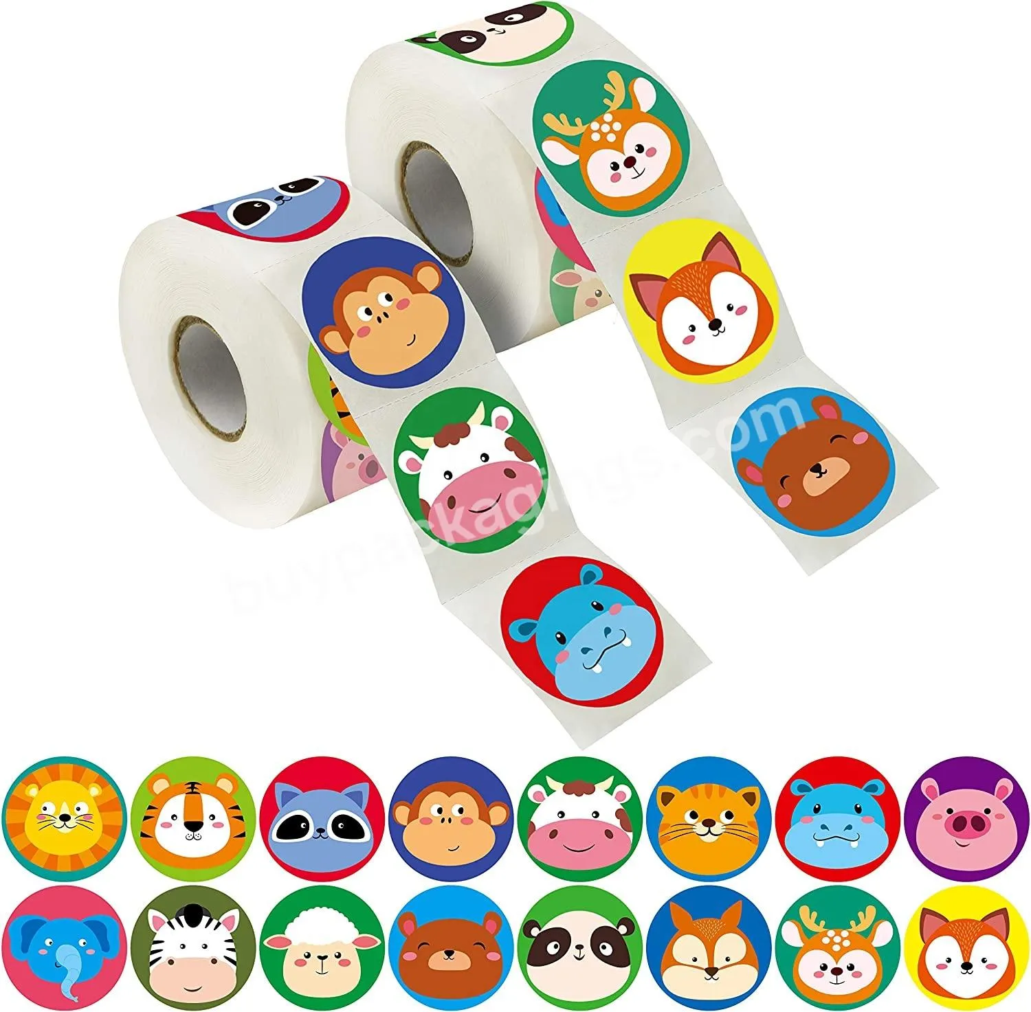 Custom Print 600 Adorable Round Animal Encouraging Incentive Stickers In 16 Designs With Perforated Line Expanded Version