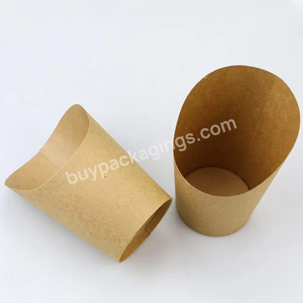 Custom Print Logo Take Away Waffle Fries Cup Slanted Kraft Paper Charcuterie Cups