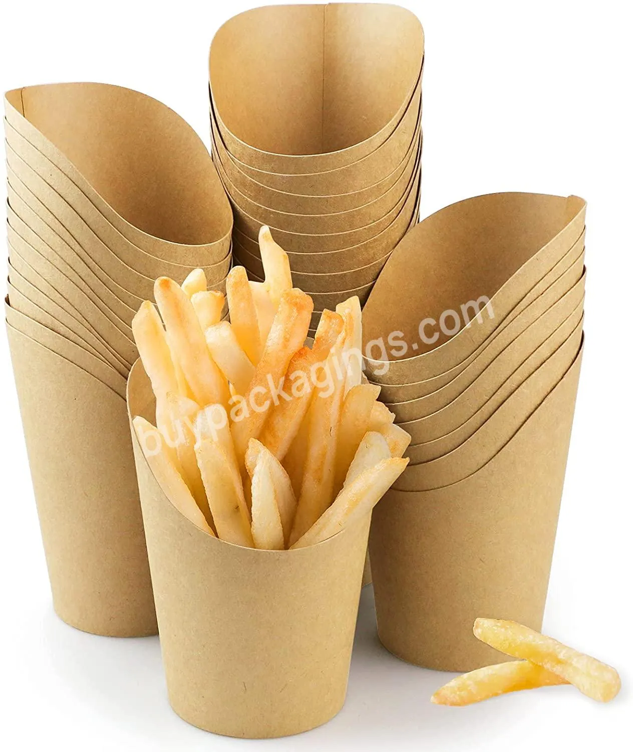 Custom Print Logo Take Away Waffle Fries Cup Slanted Kraft Paper Charcuterie Cups