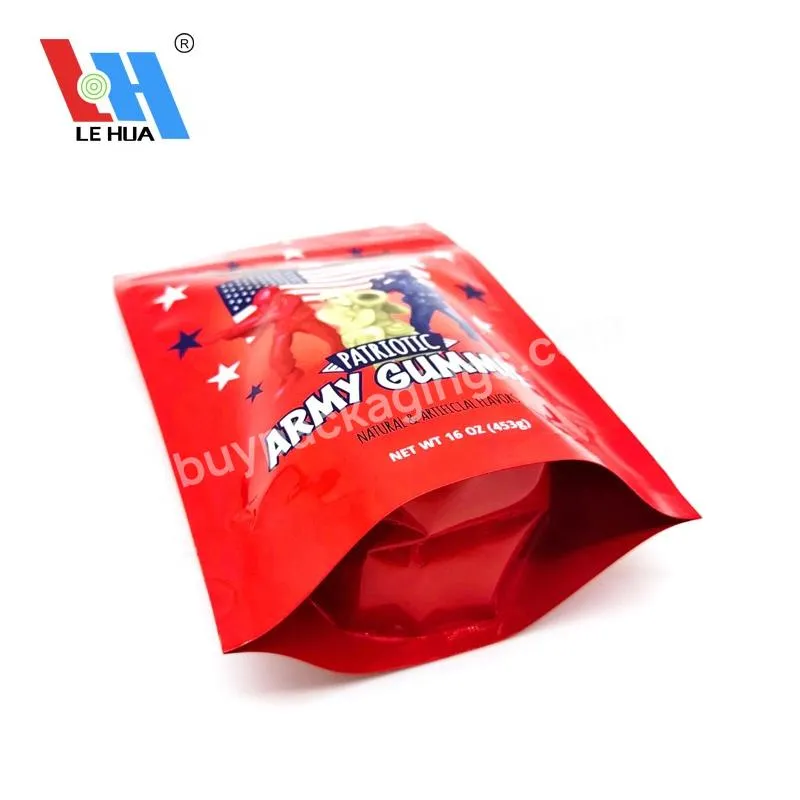 Custom Printed Aluminum Foil Stand Up Pouch Ziplock Bright Light Composite With Round Hole Sweet Candy Sugar Snack Bag