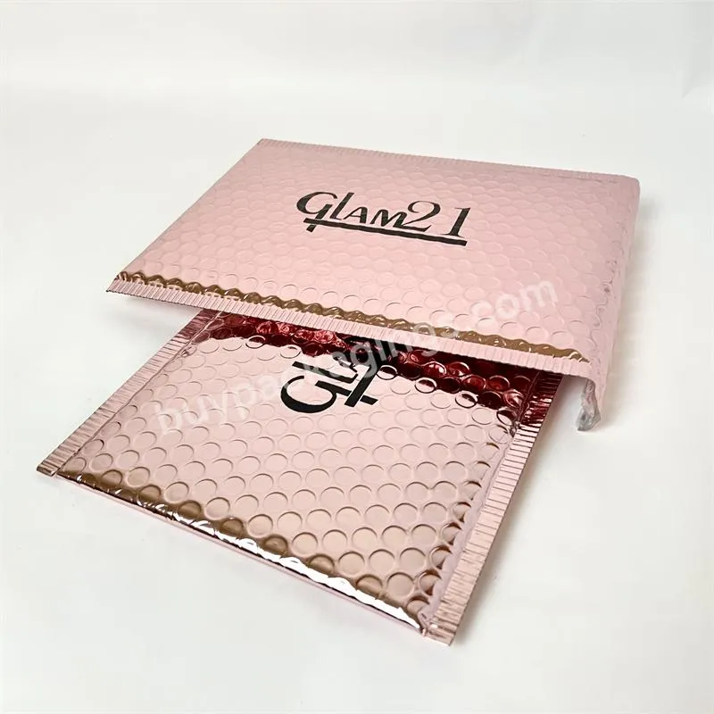 Custom Printed Aluminum Foil Waterproof Padded Rose Gold Bubble Mailer Mailing Bags Custom Package Bags For Shipping