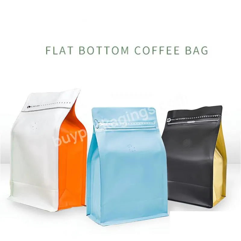 Custom Printed Biodegradable Flat Bottom Package Kraft Paper Tea Bag 250g 500g 1kg Coffee Bean Packaging Bagbags With Valve