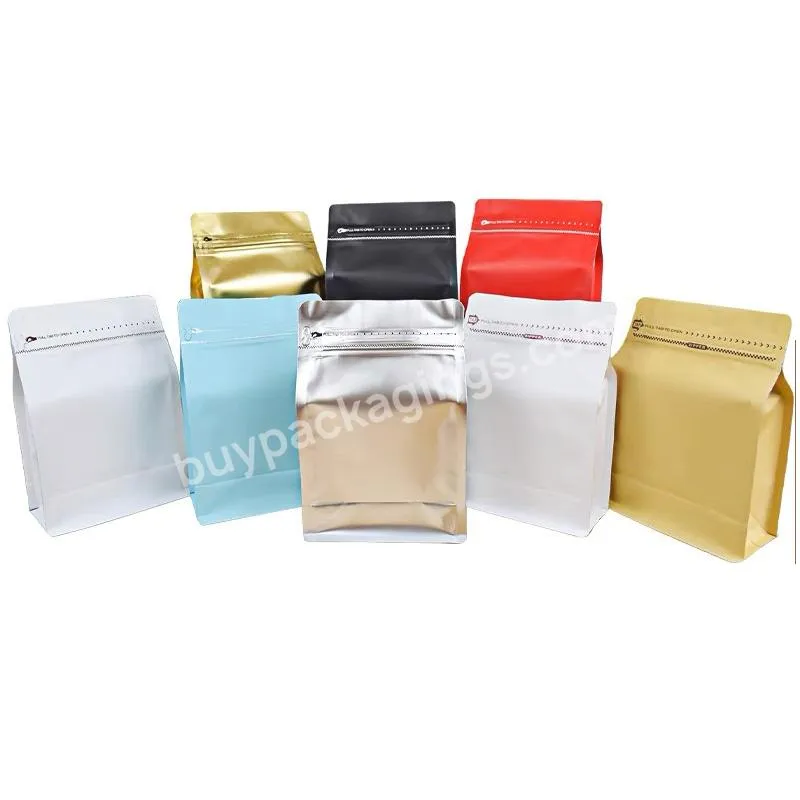 Custom Printed Biodegradable Flat Bottom Package Kraft Paper Tea Bag 250g 500g 1kg Coffee Bean Packaging Bagbags With Valve