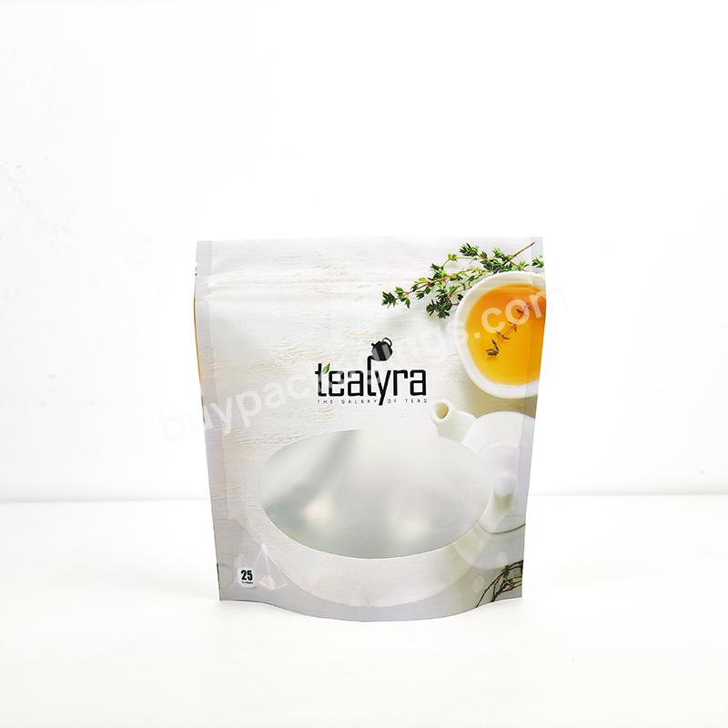 Custom Printed Food Tea Mylar Bags With Ziplock Custom Stand Up Pouch Seal Bags Clear Window Custom Bags