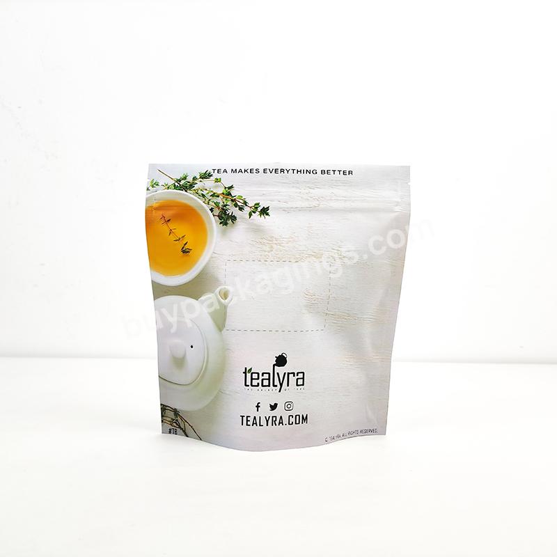 Custom Printed Food Tea Mylar Bags With Ziplock Custom Stand Up Pouch Seal Bags Clear Window Custom Bags