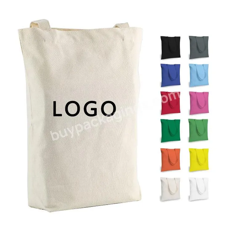 Custom Printed Logo Blank Bulk Plain Organic Reusable 100% Cotton Canvas Shopping Tote Bag With Zipper And Inner Pocket