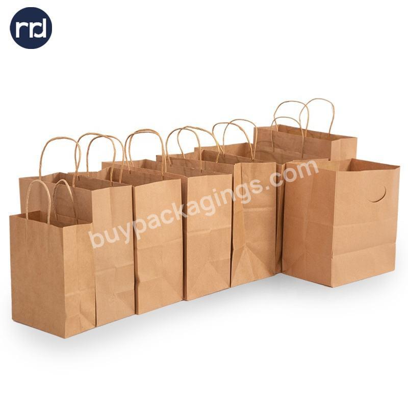 Custom Printed Logo cardboard packaging Brown Kraft Shopping Paper Bag With Handles