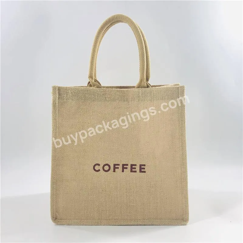 Custom Printed Logo Reusable Eco-friendly Jute Gunny Tote Bag For Shopping