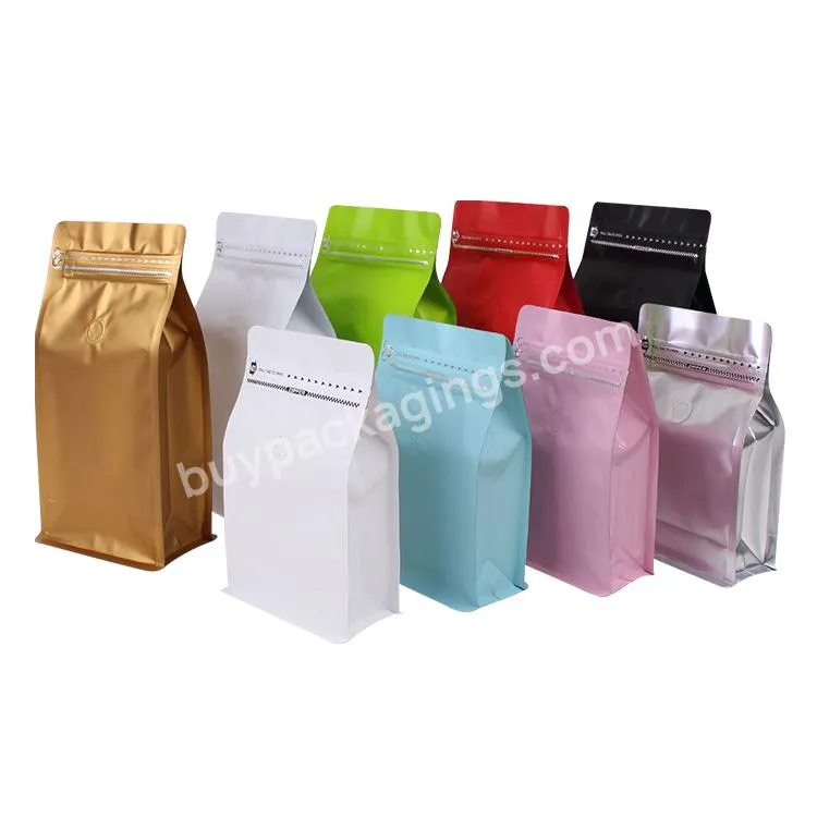 Custom Printed Matte Opp Square Bottom Coffee Packaging Bag With Zipper And Valve