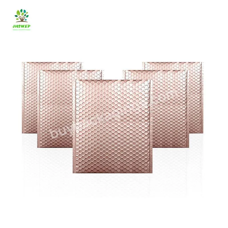 Custom Printed Metallic Foil Rose Gold Plastic Envelopes Mailing Padded Poly Bubble Mailer Bag