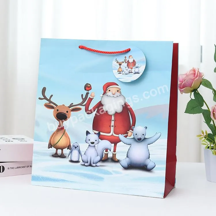 Custom Printed Mini Christmas Shopping Bag Kraft Gift Paper Bag No Minimum Small