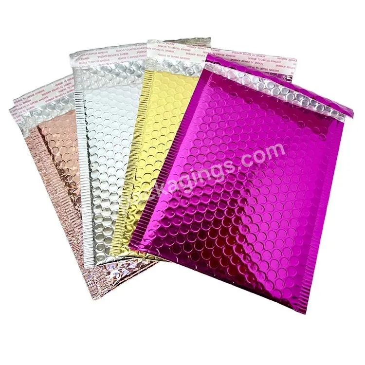 Custom Printed Pink Purple Black Holographic Poly Mailing Shipping Bag Eco Friendly Metallic Padded Envelope Bubble Mailer