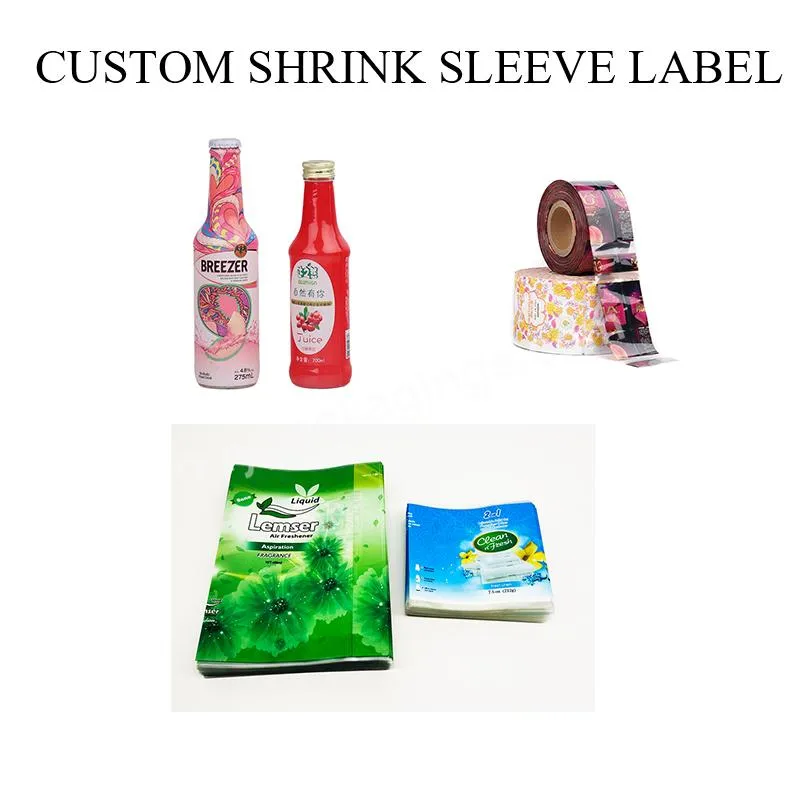 Custom Printed Pvc/pet Plastic Shrinkable Band Label Heat Sensitive Shrink Sleeve Wrap Label For Beverage Bottles