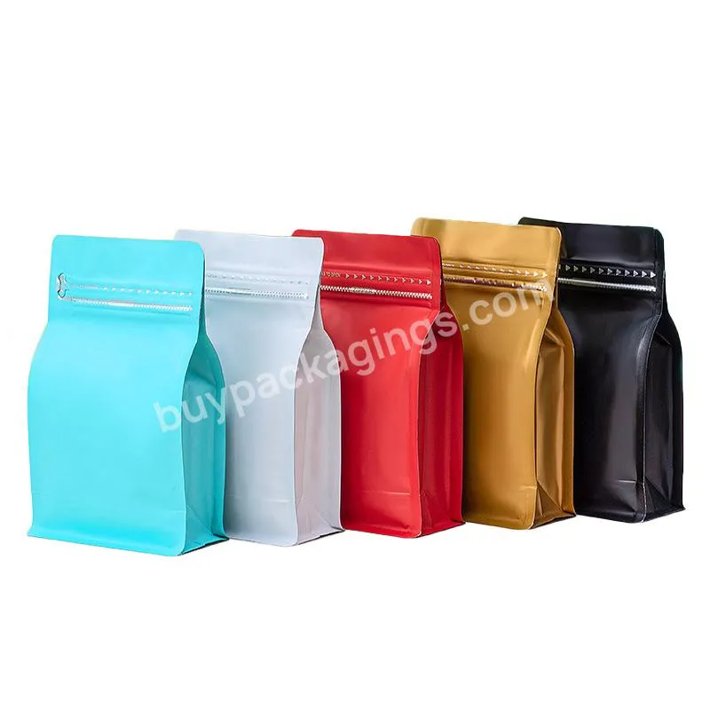 Custom Printed Resealable Square Ziplock Coffee Beans Bag Side Gusset Flat Bottom Packaging Coffee Bag With Valve And Zipper