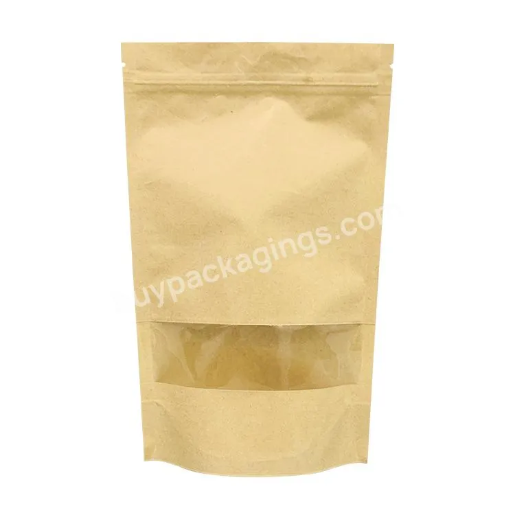 Custom Printed Resealable Zipper Food Packaging Bag Reusable Moisture Proof Kraft Paper Doypack With Window