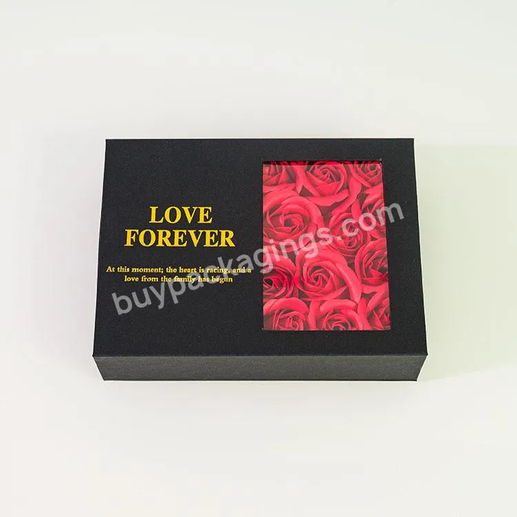 Custom Printed Square Gift Box Flower Gift Packaging Box Luxury Rectangle Cardboard Gift Box With Window Clear