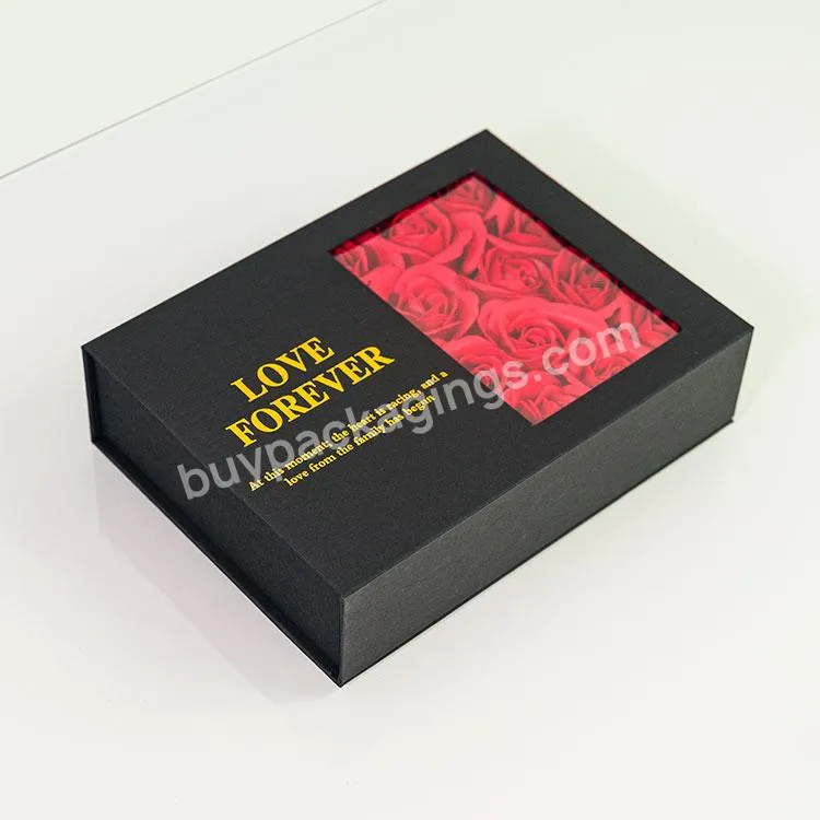 Custom Printed Square Gift Box Flower Gift Packaging Box Luxury Rectangle Cardboard Gift Box With Window Clear