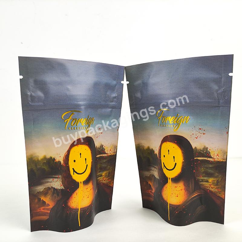 Custom Printed White Clear Front Window Hip Hop 1oz 2.0g 3.5g 2 Gallon High Tolerance Mylar Mini Packaging Pouch 15*15 Supplier