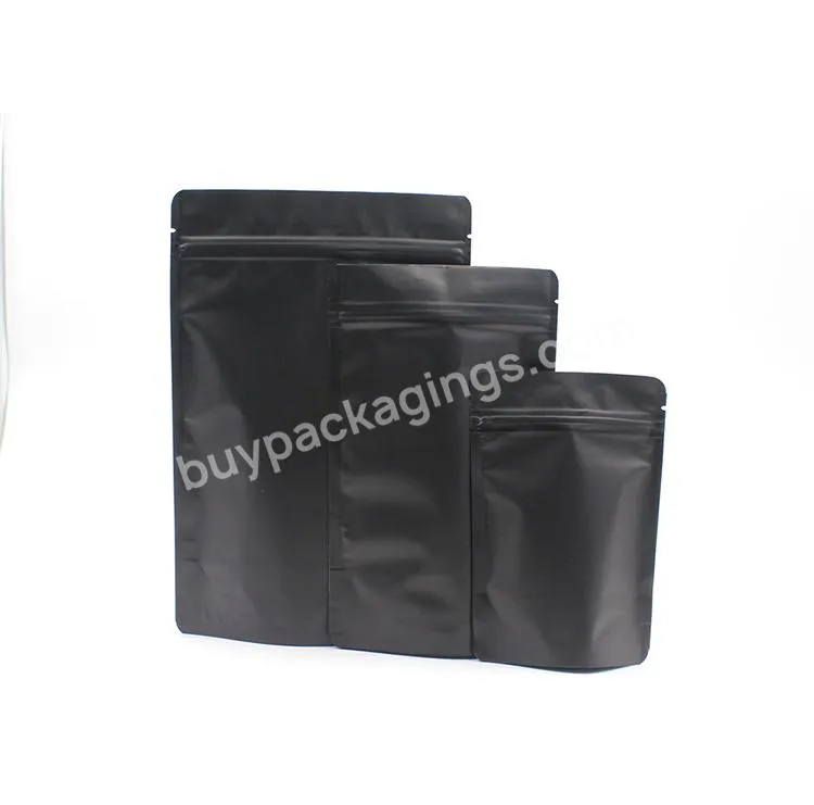 Custom Printed Zip Lock Mylar Matte Black Aluminum Foil Stand Up Packaging Pouch Bag