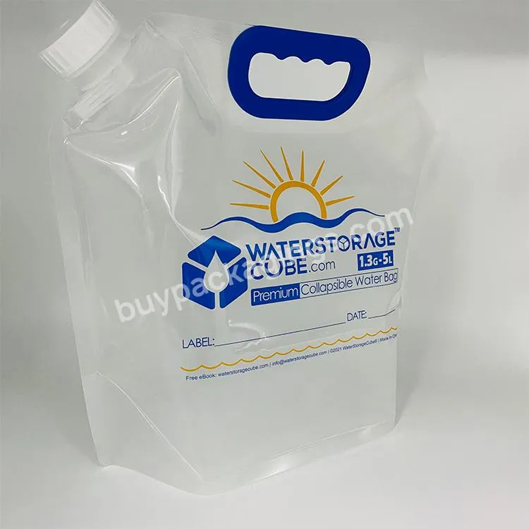 Custom Printing 1 Gallon 3 Liters 5 Liters Collapsible Portable Foldable Drinking Water Bag Empty Water Bottle