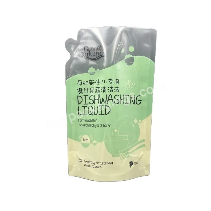 Custom Printing Less Plastic Stand Up Spout Pouch 500ml Dishwashing Soap Refill Bag 16.9 Fl. Oz Eco-friendly Refill Pouch