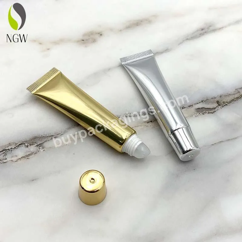 Custom Printing Luxury High Gloss Gold Silver Aluminum Plastic Tube Empty Lip Gloss Tube Cosmetics Aqueeze Laminated Tube