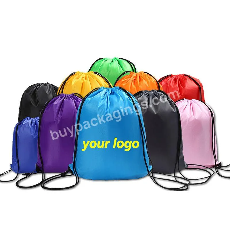 Custom Printing Promotional Outdoor Casual Gym Sport Waterproof Polyester Drawstring Backpack Bag