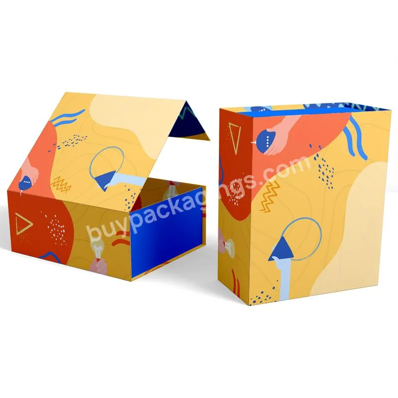 Custom Printing Rigid Cardboard Luxury Flap Open Magnetic Clothing Folding Packaging Gift Box Foldable Paper Boxes