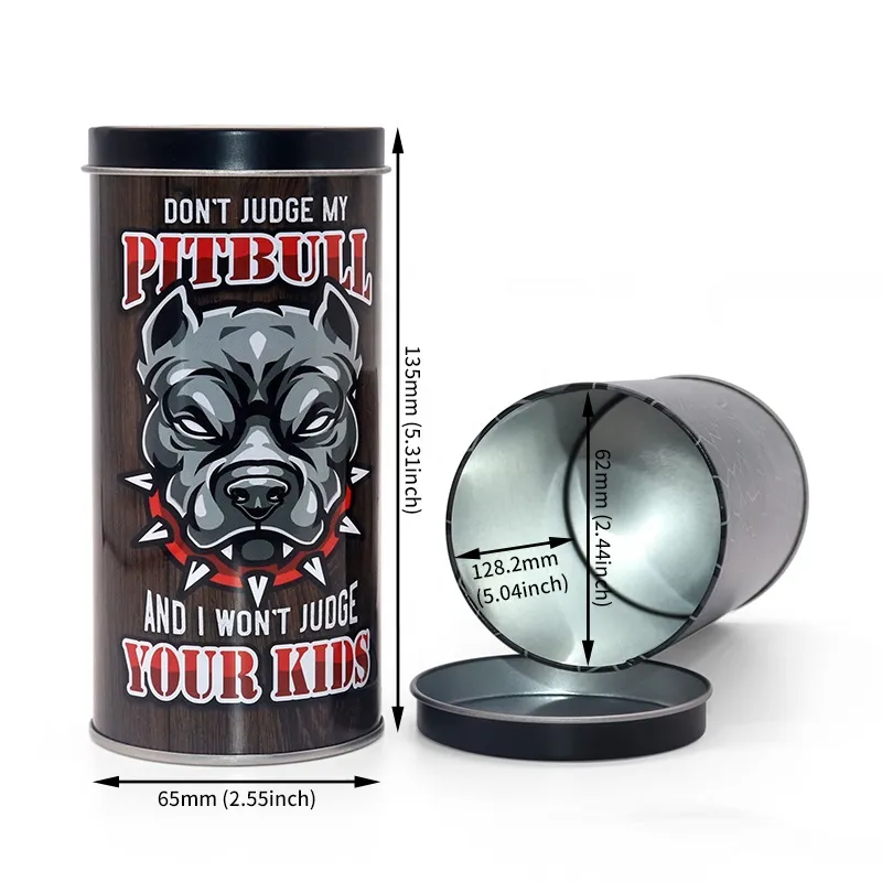 Custom Printing Round Tins Food Grade Dog Food Biscuit Empty Storage Tin Can Pet Food Tin Jar