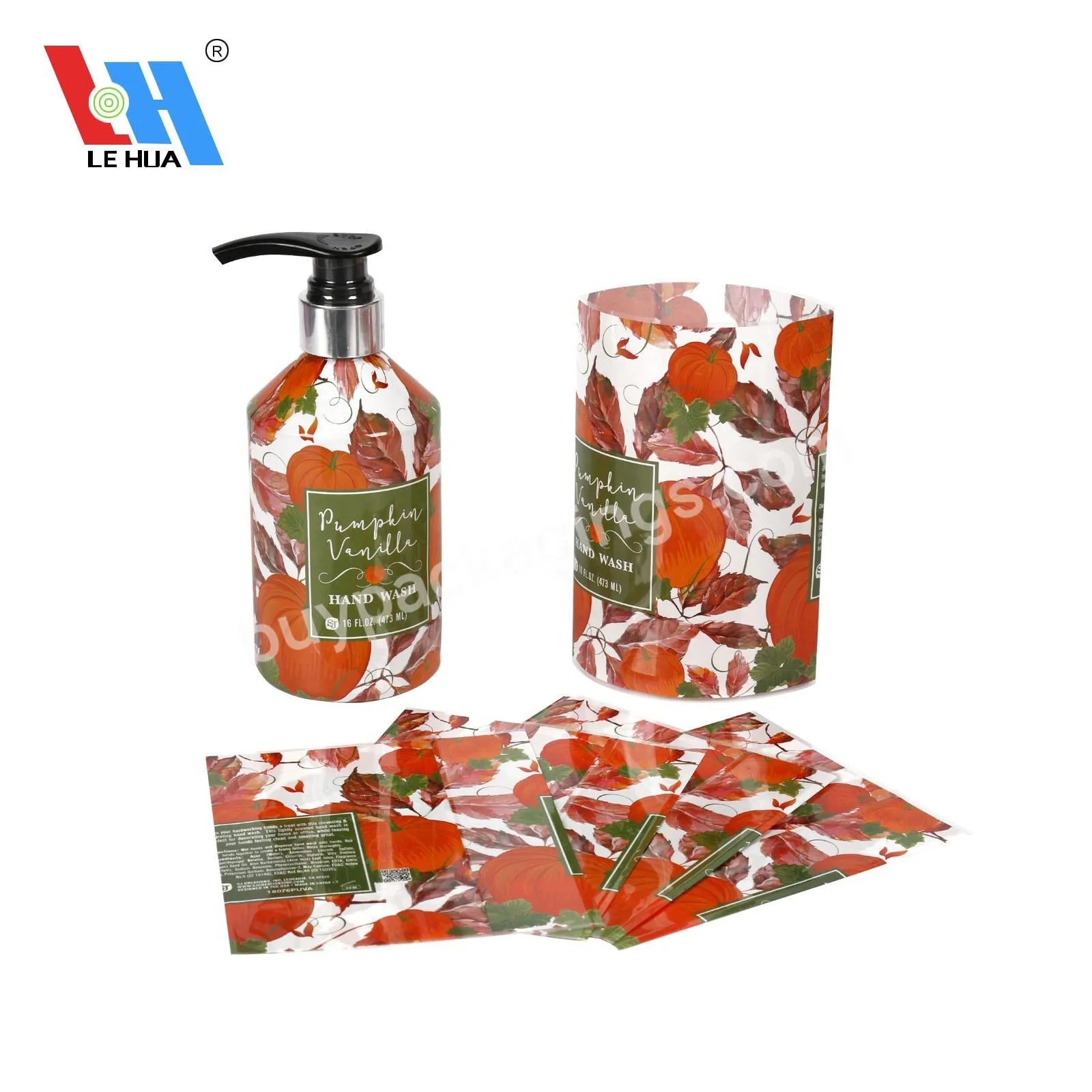 Custom Pvc Heat Shrink Wrap Sleeve Printed Labels For Detergent Body Cleaner Bottle