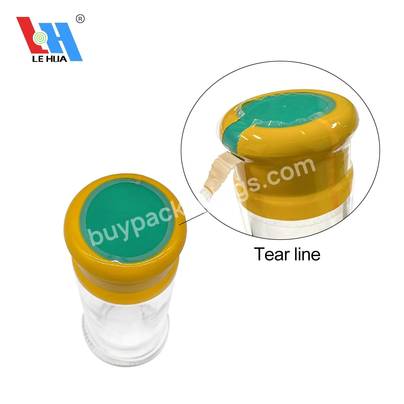 Custom Pvc Pet Bottle Cap Shrink Wrap Bands Seal With Tear Line For Glass Spice Jar