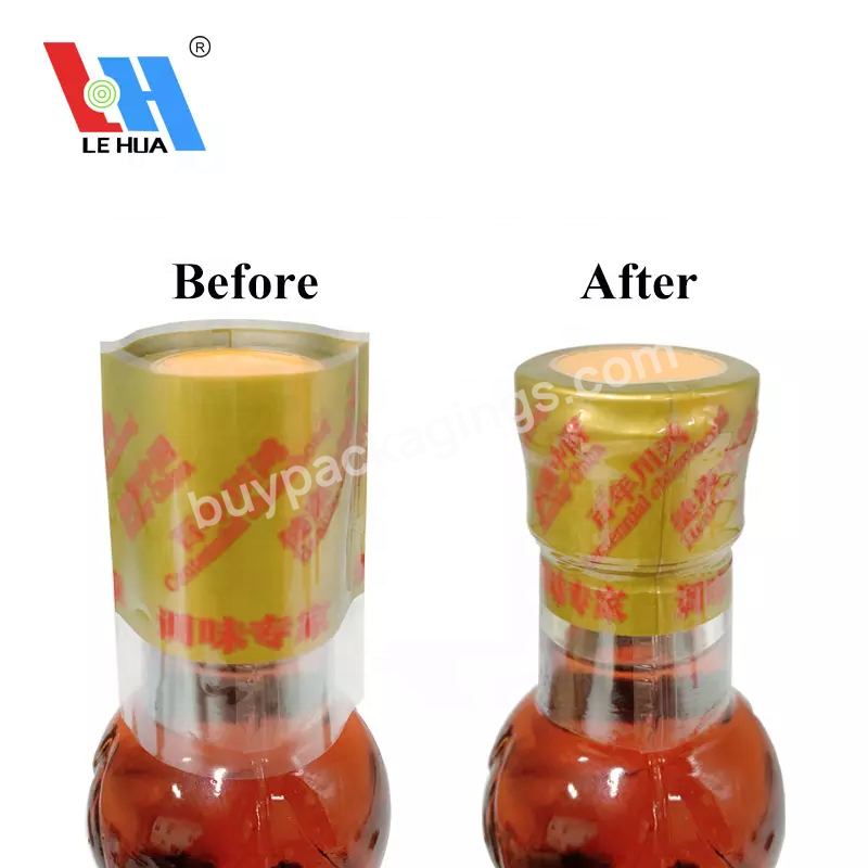 Custom Pvc/ Pet Heat Shrink Wrap Bands Perforated Printed Sleeve Shrink Labels For Sauce Pepper Jar Bottle Seals Cap Protection