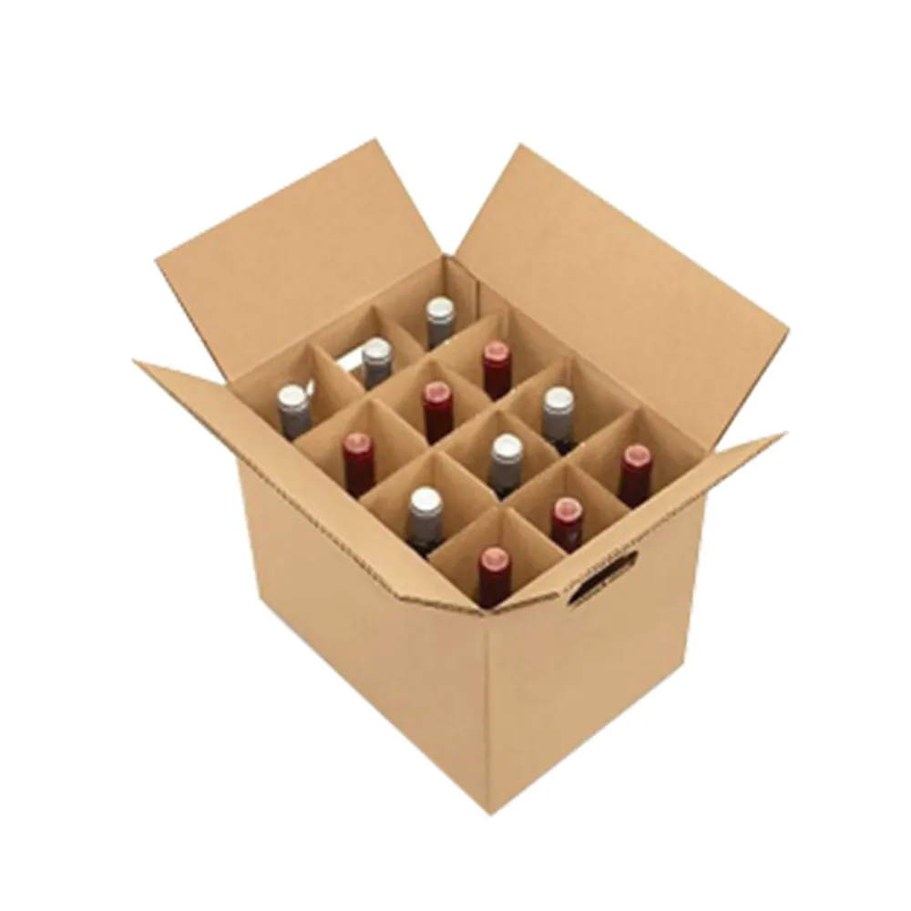 Custom Recyclable Corrugated Paper 12 Bottle Cardboard Wine Box With Factory
