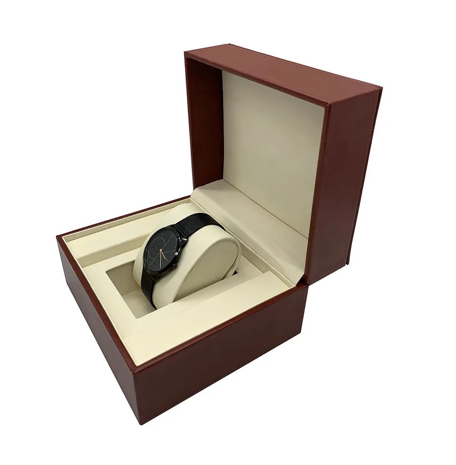 Custom red PU Leather watch box packaging