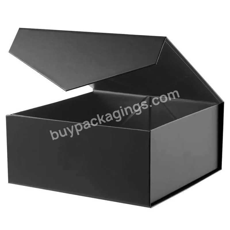 custom rigid box packaging Gift box with lid Black Collapsible magnetic cover gift box