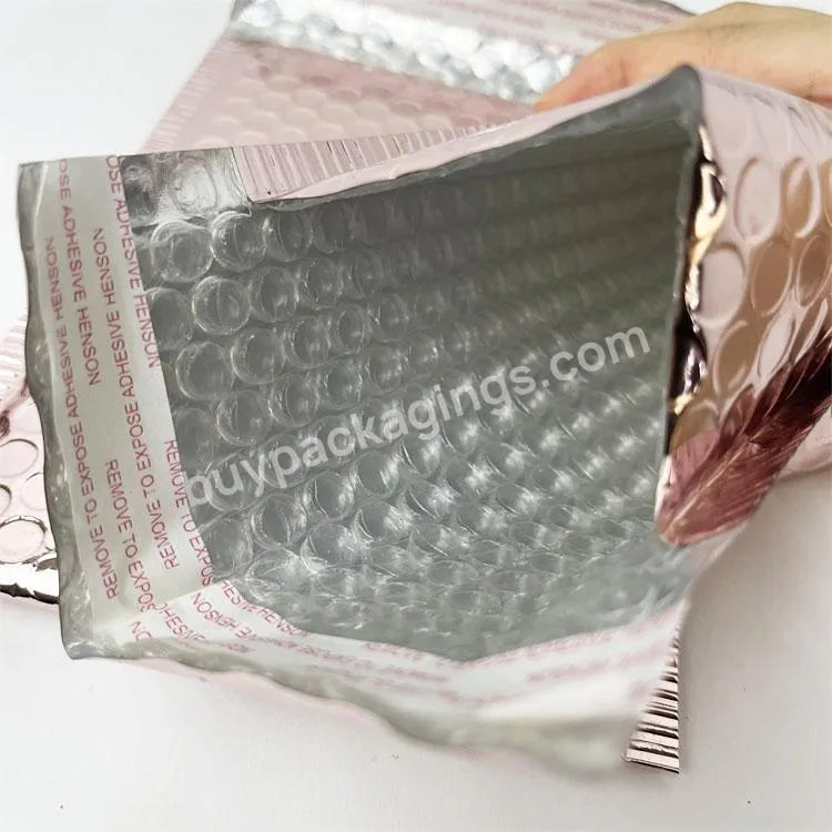 Custom Rose Gold Packaging Shipping Printed Packing Envelope Metallic Foil Bubble Mailer Bags With Logo