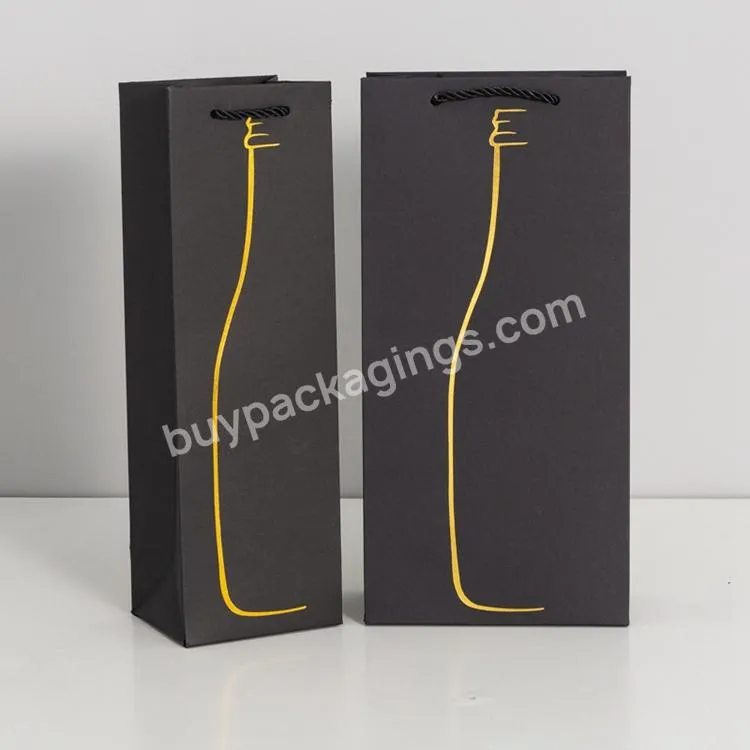 Custom Shiny Wine Gift Paper Bag Handle Wine For Wine Bottles