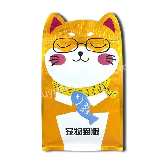 Custom Side Gusset Flat Bottom Pouch Fish Plastic Cat Pet Dog Food Packaging Bag With Resealable Zipper Special Shape Bags