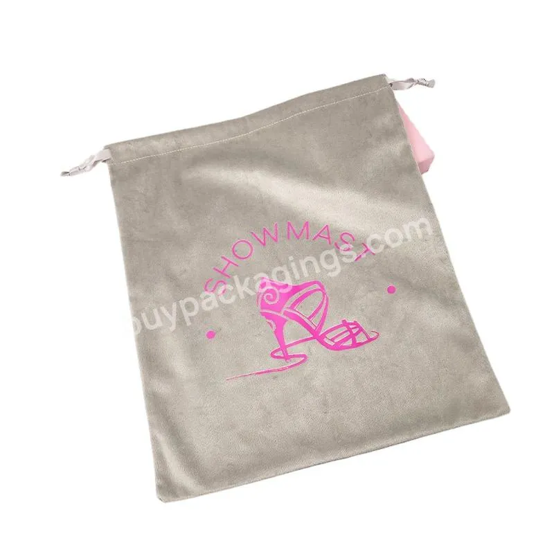 Custom Silky Velvet Drawstring Bag Eco Garment Storage Packaging Bag Velvet Shoe Dust Bag