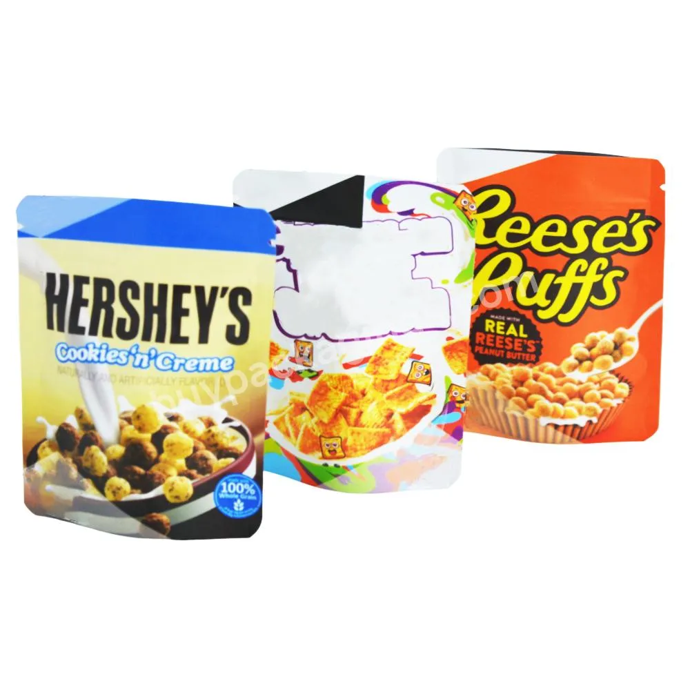Custom Size Logo Printed Waterproof Resealable Matte Aluminum Foil For Food Snack Packaging Ziplock Mylar Stand Up Bags