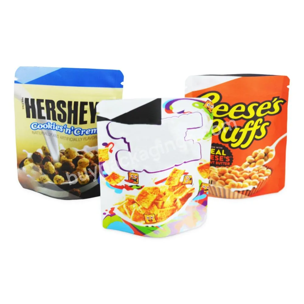 Custom Size Logo Printed Waterproof Resealable Matte Aluminum Foil For Food Snack Packaging Ziplock Mylar Stand Up Bags
