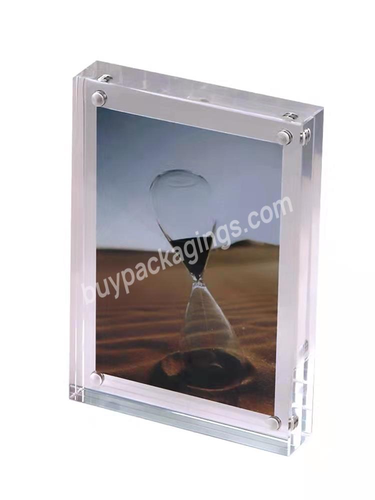 Custom Sizes 8x10 6x8 5x7 4x6 Inches Transparent Magnetic Acrylic Table Pictures Block Holder Photo Frames - Buy Hot Sale Transparent 4x6 Magnetic Acrylic Photo Frame,Freestanding Double Sided 20mm Thickness Frameless Magnetic Custom 4x6 Photo Pictur