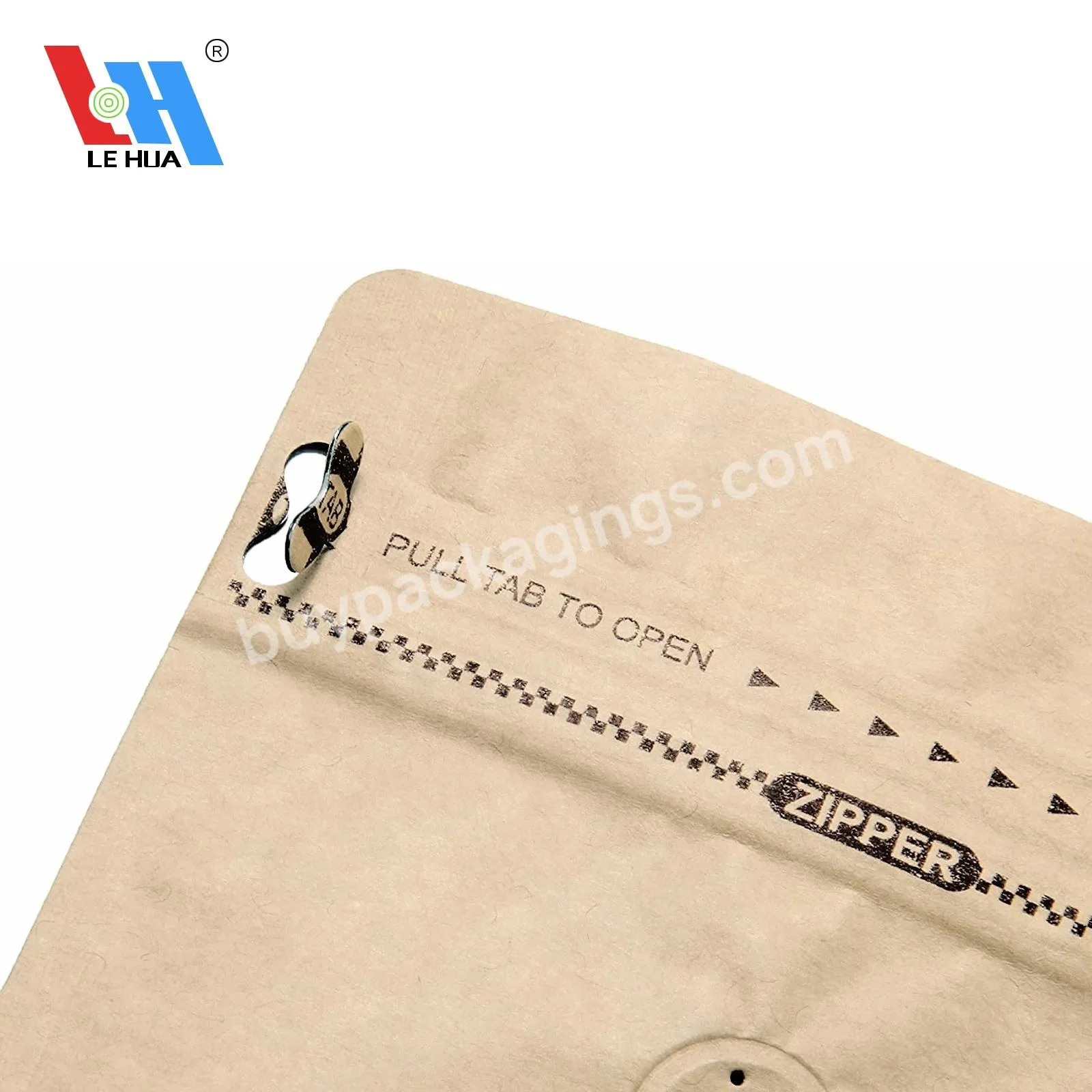 Custom Sizes Zip Lock Flat Bottom Coffee Pouch Food Packing Bag Kraft Paper Coffee Beans Bag With Valve