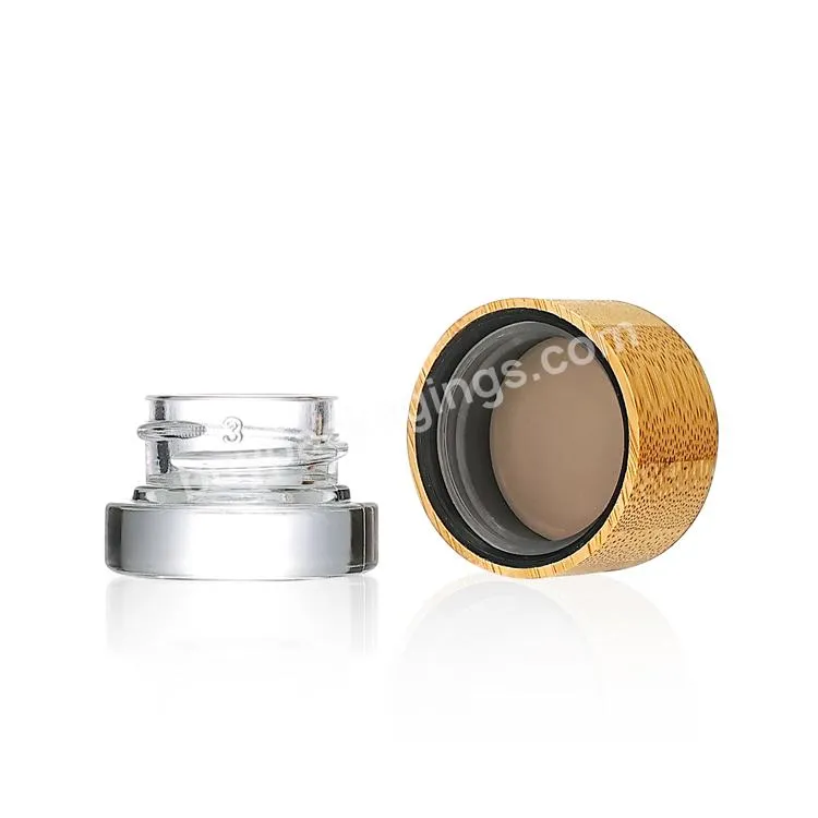 Custom Small Airtight Bamboo Container Eye Cream Jar Mini Clear Glass Concentrate Jar With Bamboo Lid - Buy Glass Jars With Lids,Small Glass Jars,Glass Jar Bamboo Lid.