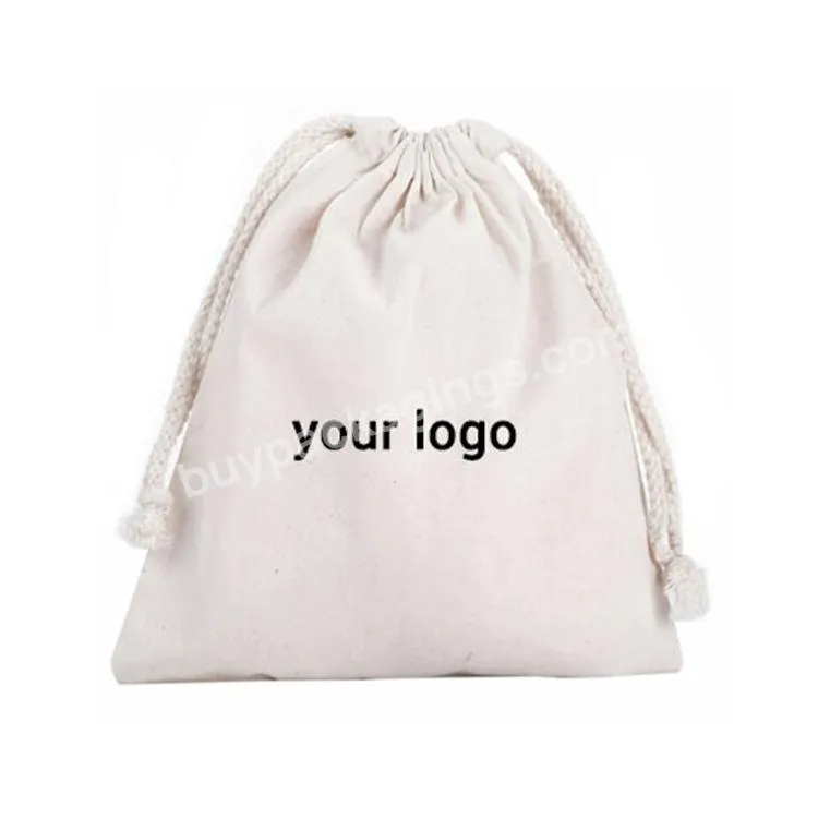 Custom Small Canvas Dust Draw String Bags White Black Cotton Drawstring Bag