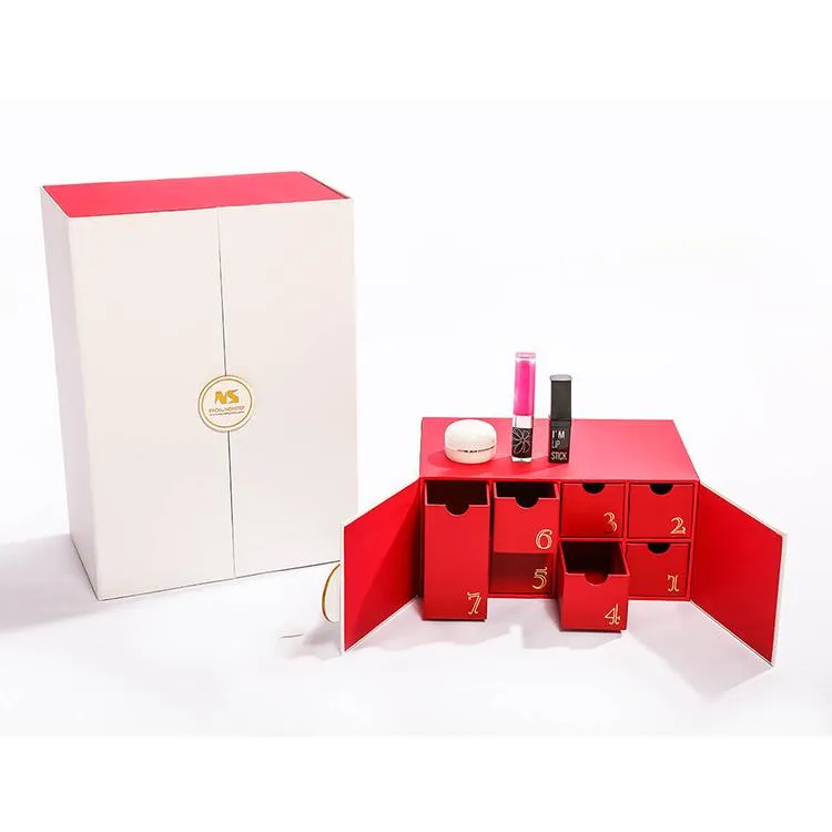 custom square book paper drawer packaging cardboard beauty make up cosmetic advent calendar gift box