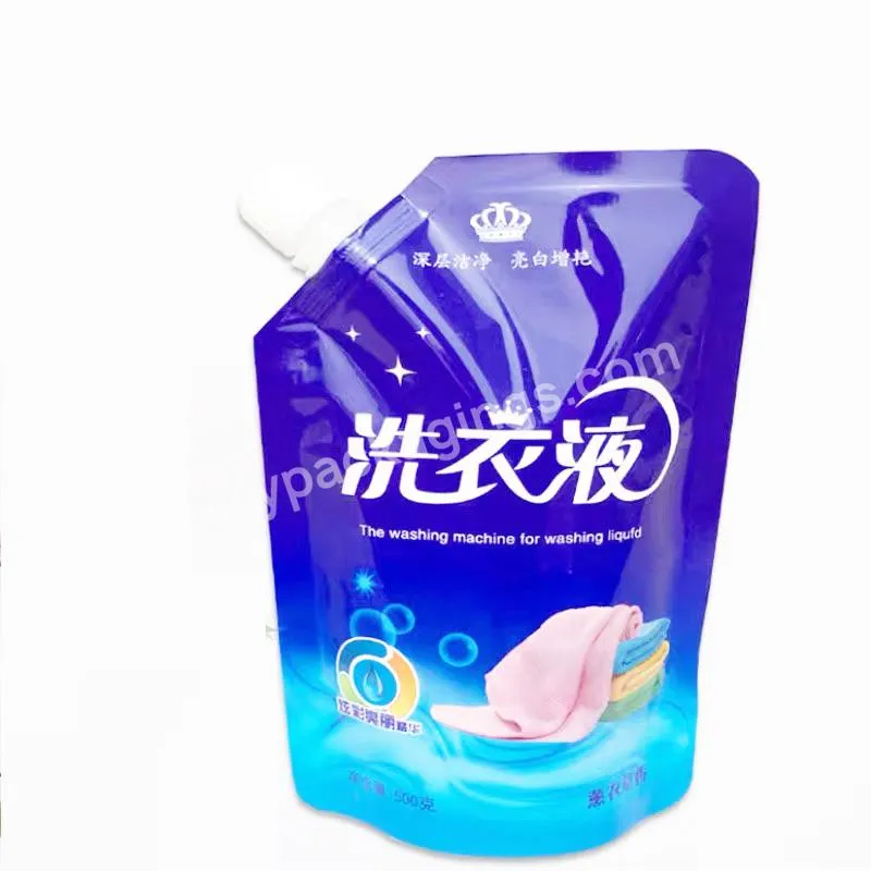 Custom Stand Up Spout Plastic Wash Fluid Liquid Soap Bag Printed Plastic Detergent Bags Laundry Liquid Packaging Pouch