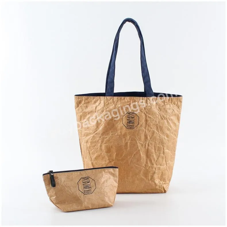 Custom Waterproof Handbags Grocery Tyvek Kraft Paper Tote Bag Shopping Bags Zipper Tyvek Tote Bag